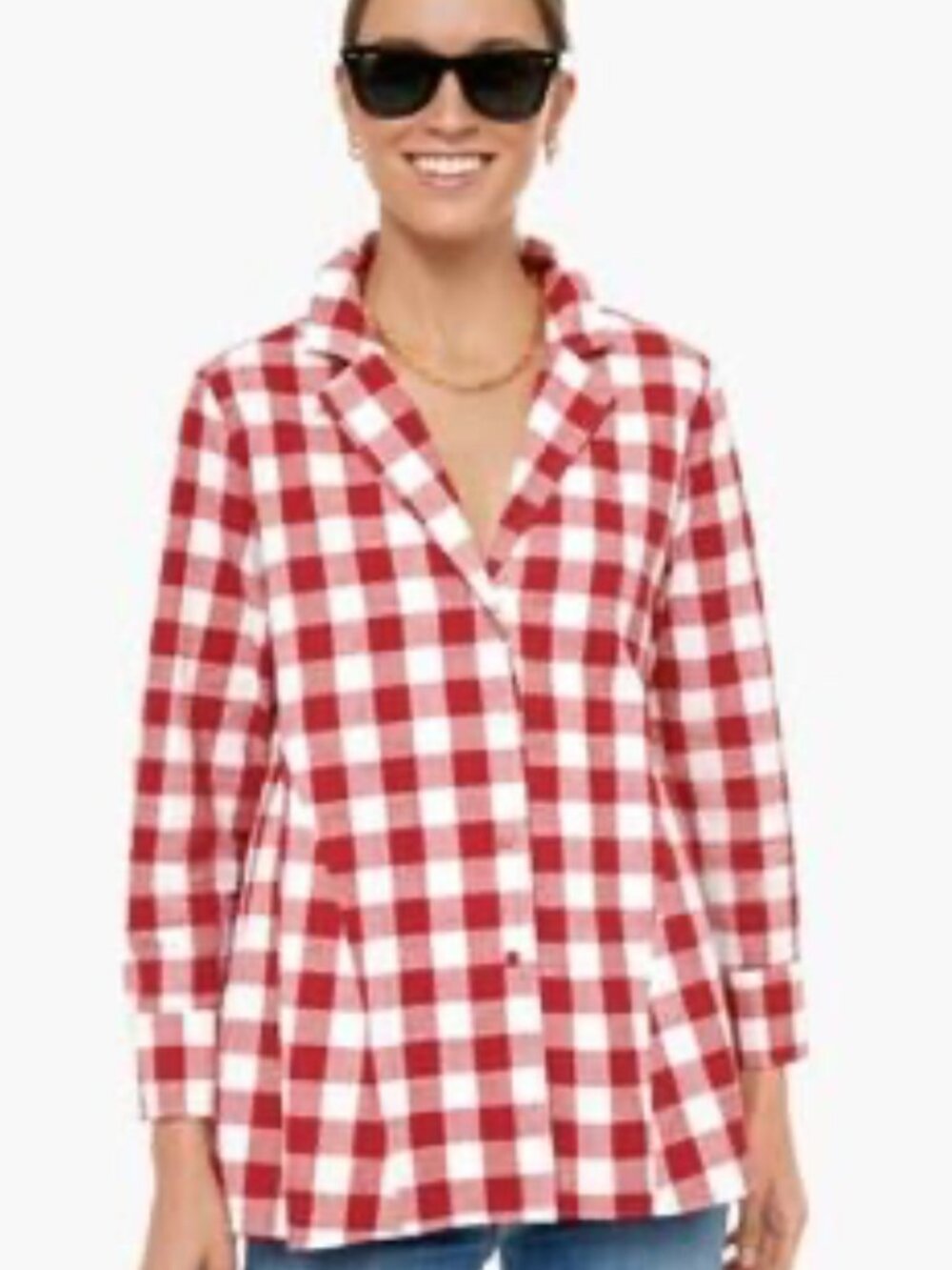 POMANDER PLACE Tuckernuck Apple Red Gingham Scarlett Button Down Top Medium